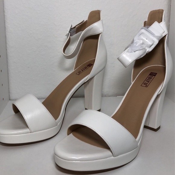 New! Women’s Size 10 White Block High Heel Open Toe - Picture 8 of 10